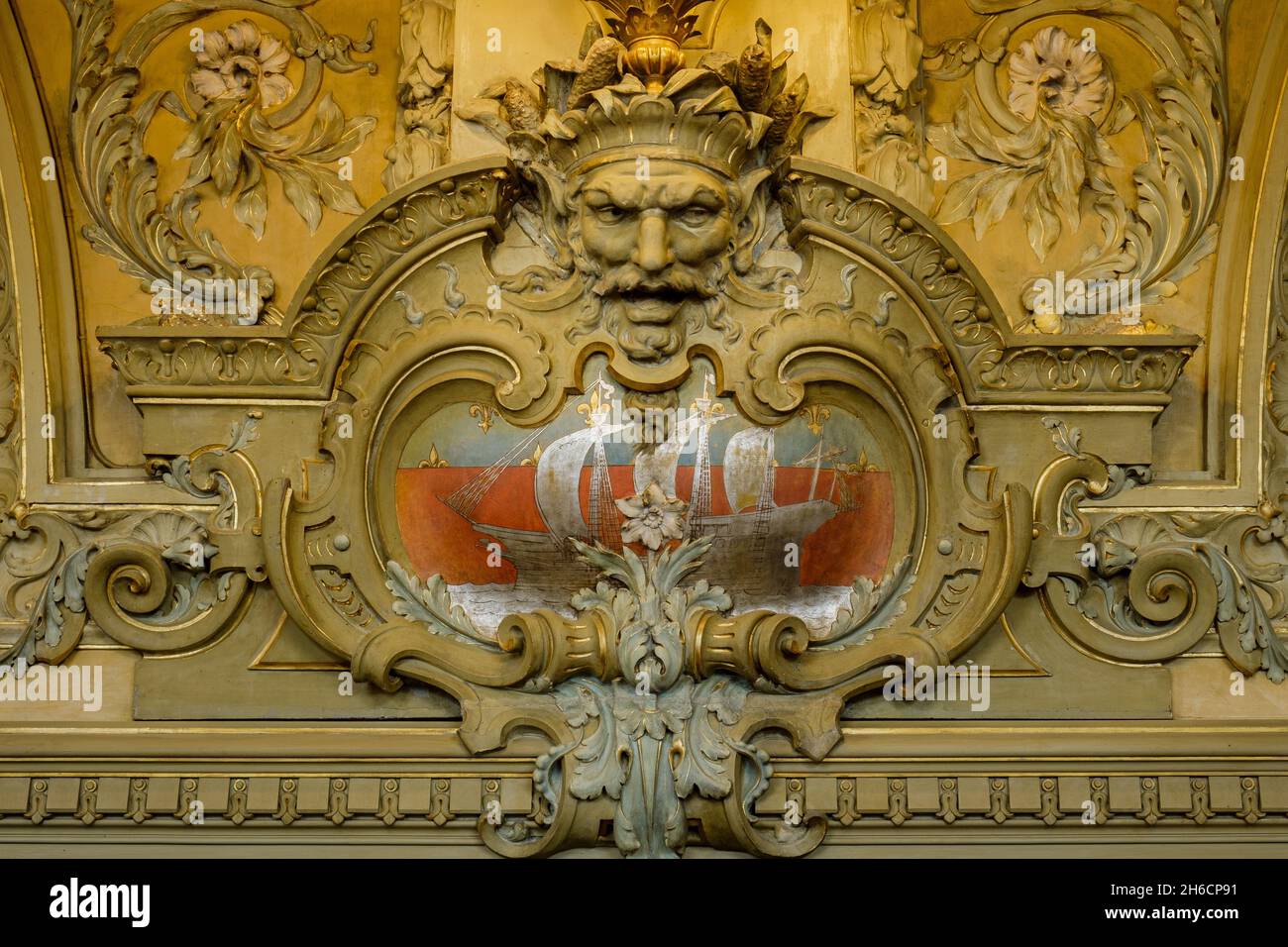 Frankreich. Paris (75) (12. Arrondissement). Bahnhof Lyon. Das Restaurant 'Le Train bleu', im neobarocken und Belle Epoque Stil aus dem 19. Jahrhundert, erbaut von der A Stockfoto