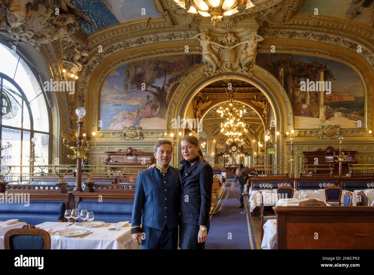 Frankreich. Paris (75) (12. Arrondissement). Bahnhof Lyon. Das Restaurant 'Le Train bleu', im neobarocken und Belle Epoque Stil aus dem 19. Jahrhundert, erbaut von der A Stockfoto