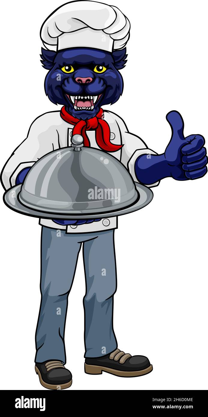 Panther Chef Maskottchen Zeichentrickfigur Stock Vektor