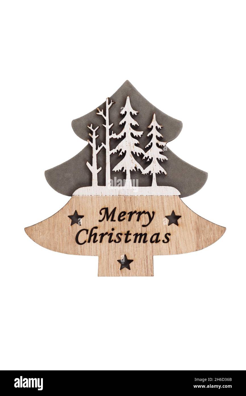 Stilisiertes Bild eines Weihnachtsbaums aus Holz und Stoff Stockfoto