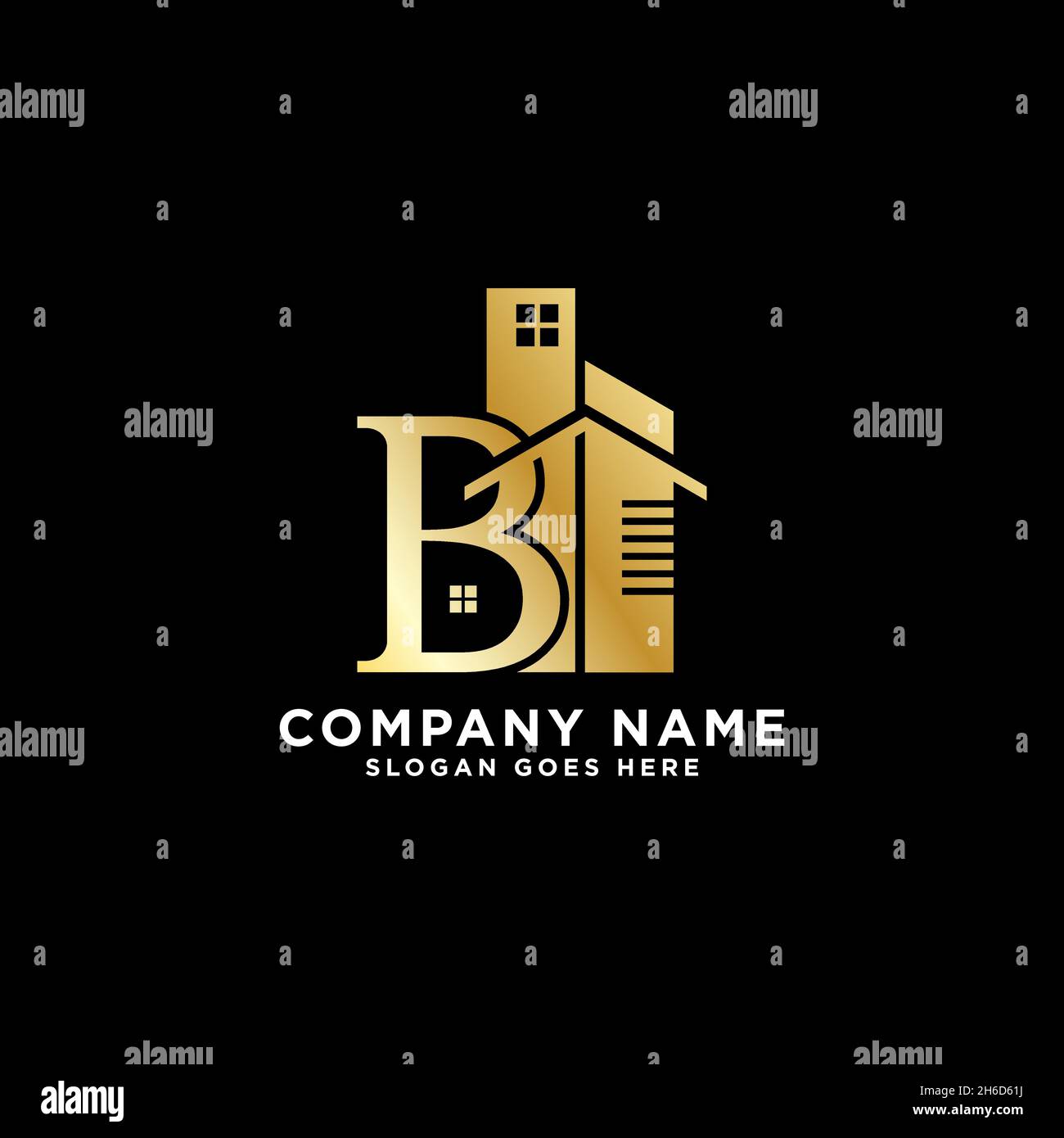Anfangsbuchstabe B Logo Design, Buchstabe B mit moderner Gebäudekonstruktion Logo Inspiration Stock Vektor