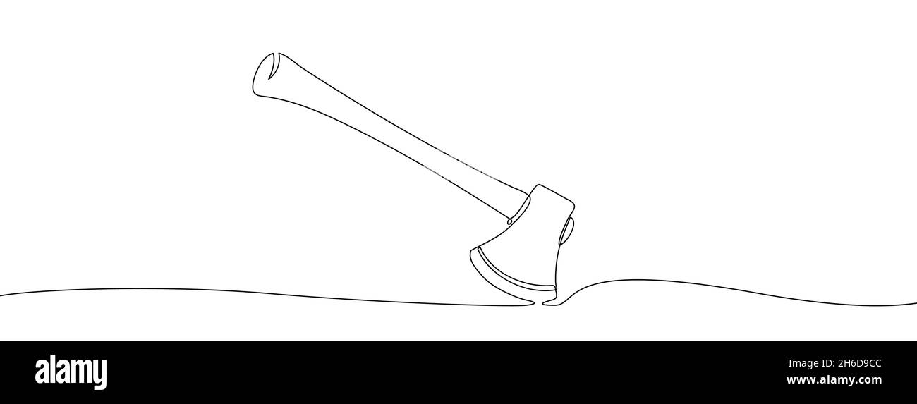 Kontinuierliche Linienzeichnung der Axt. Lineares AX-Symbol ...