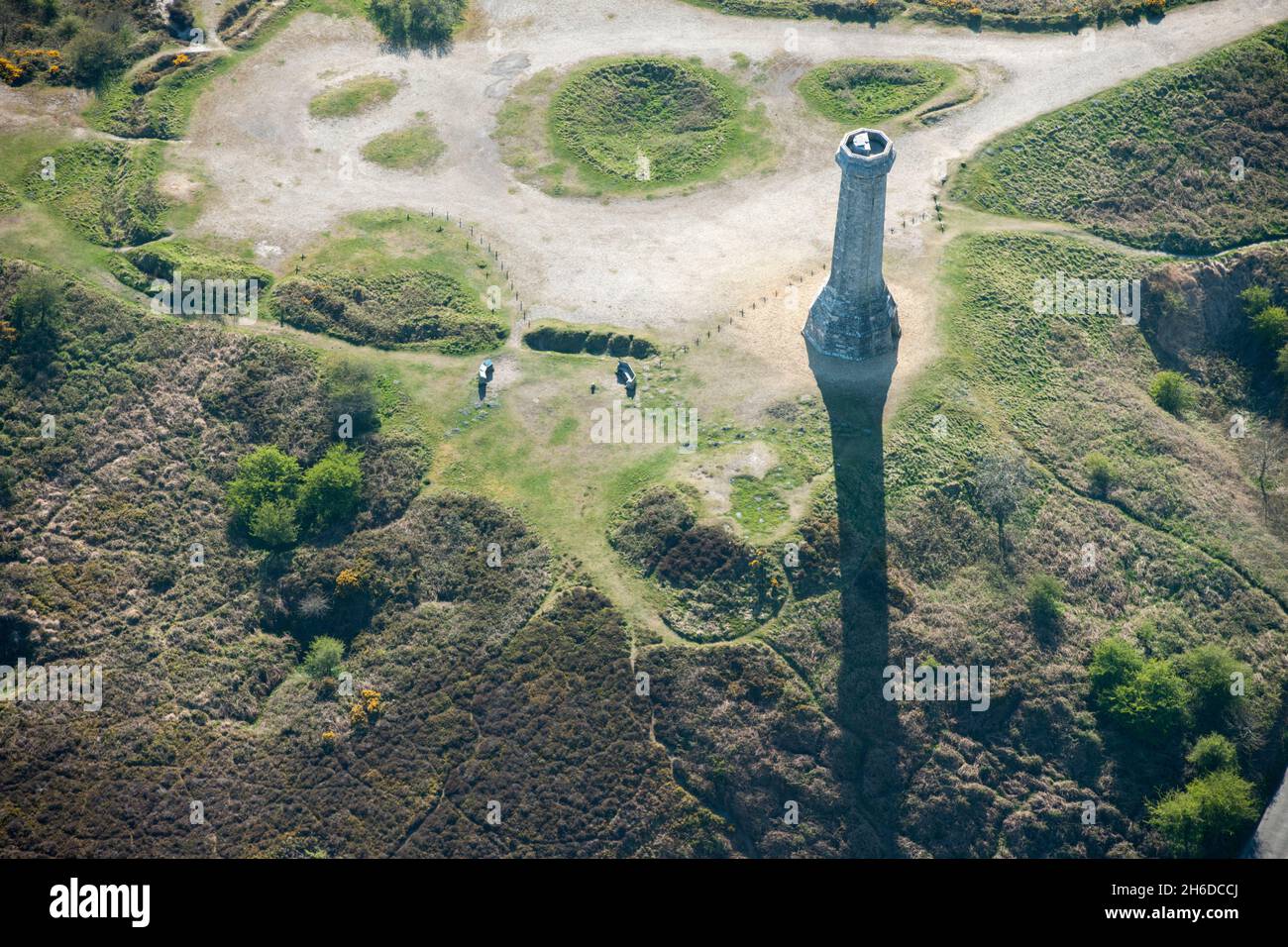 Das Hardy Monument erinnert an den Vizeadmiral Sir Thomas Hardy, Flaggenkapitän von Admiral Lord Nelsons Flaggschiff HMS Victory bei der Schlacht von Trafalgar, Black Down, Dorset, 2015. Stockfoto