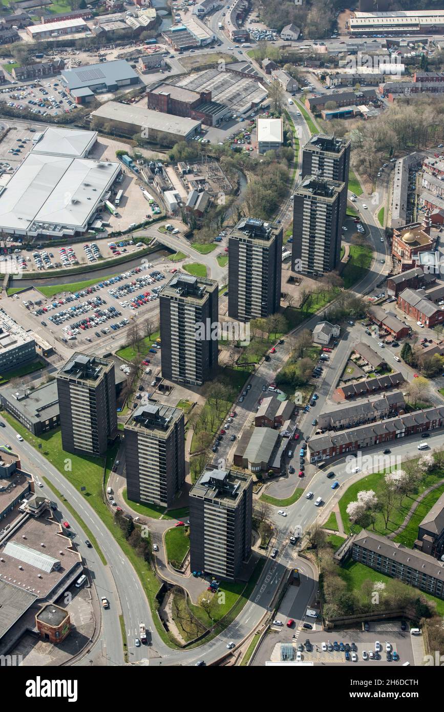 The Seven Sisters Tower Blocks, College Bank, Rochdale, 2019. Stockfoto