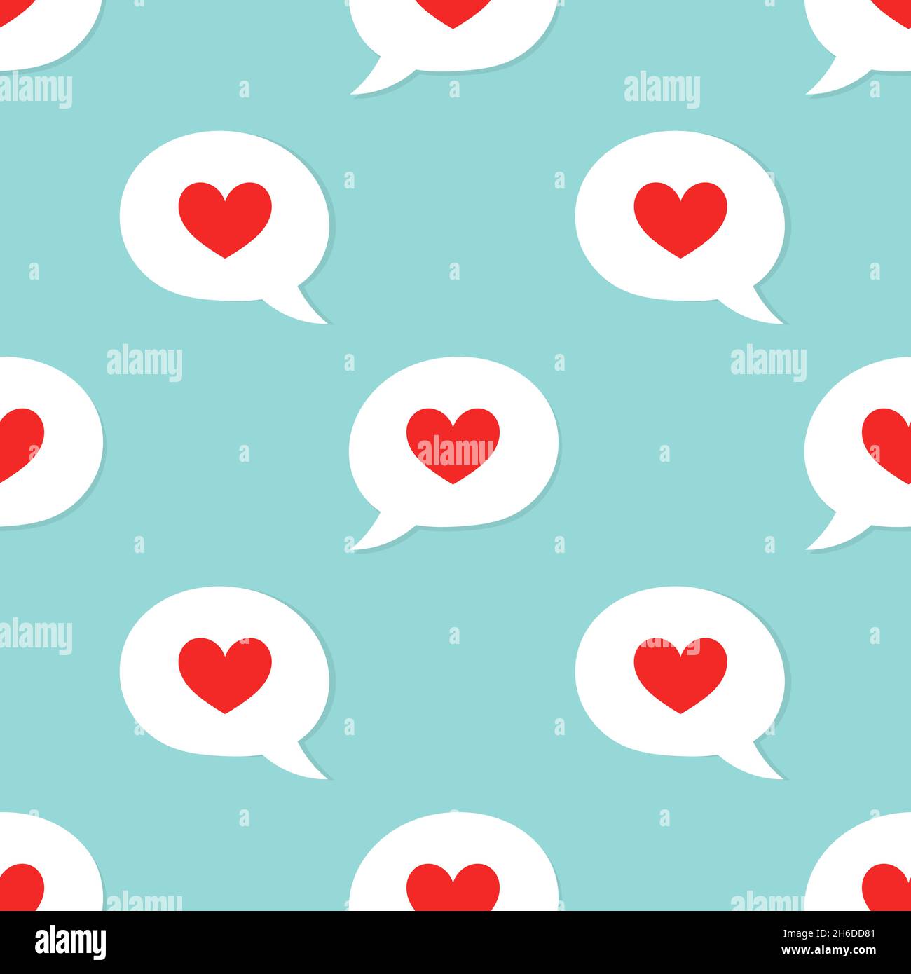 Liebe Rede Wolken mit Herzen nahtlose Muster. Vektorgrafik. Stock Vektor