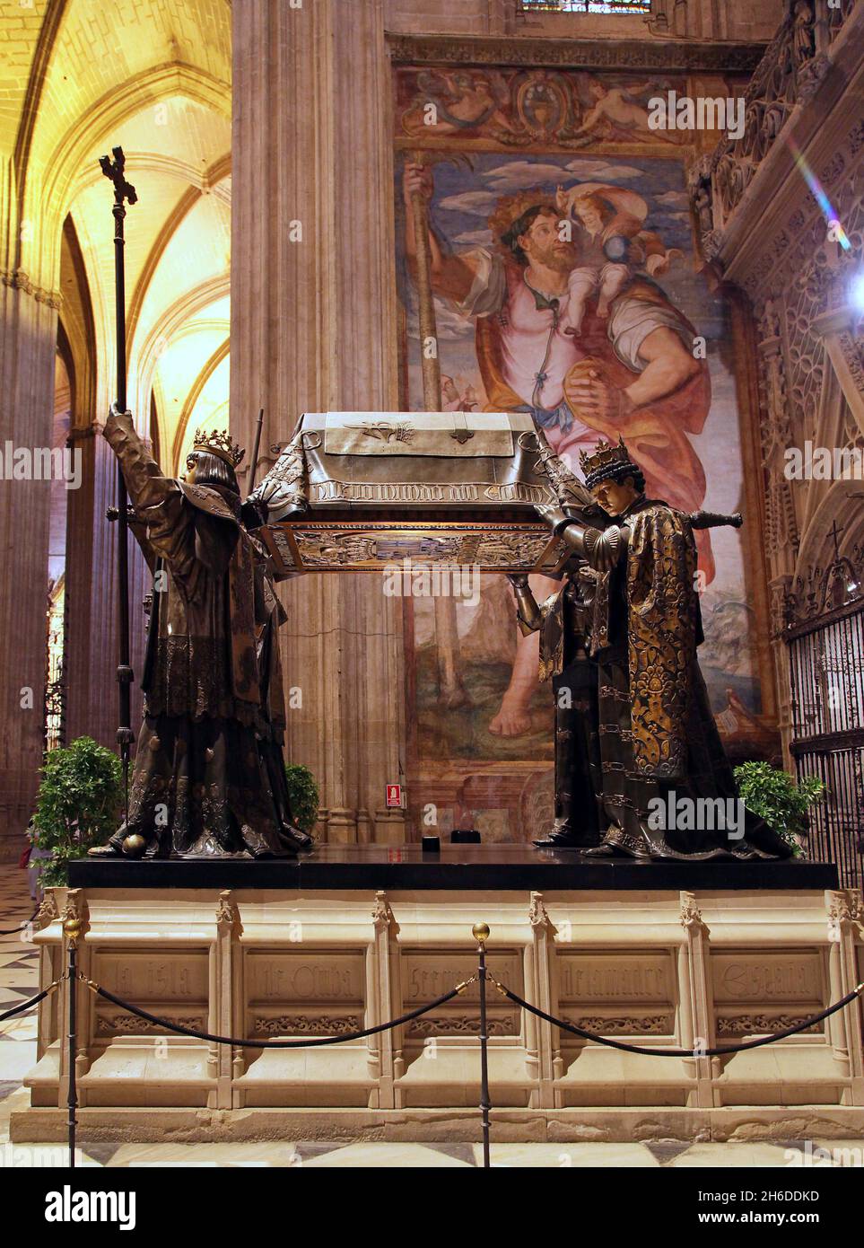 Das Grab von Christoph Kolumbus in der Kathedrale von Sevilla Sevilla Spanien Stockfoto
