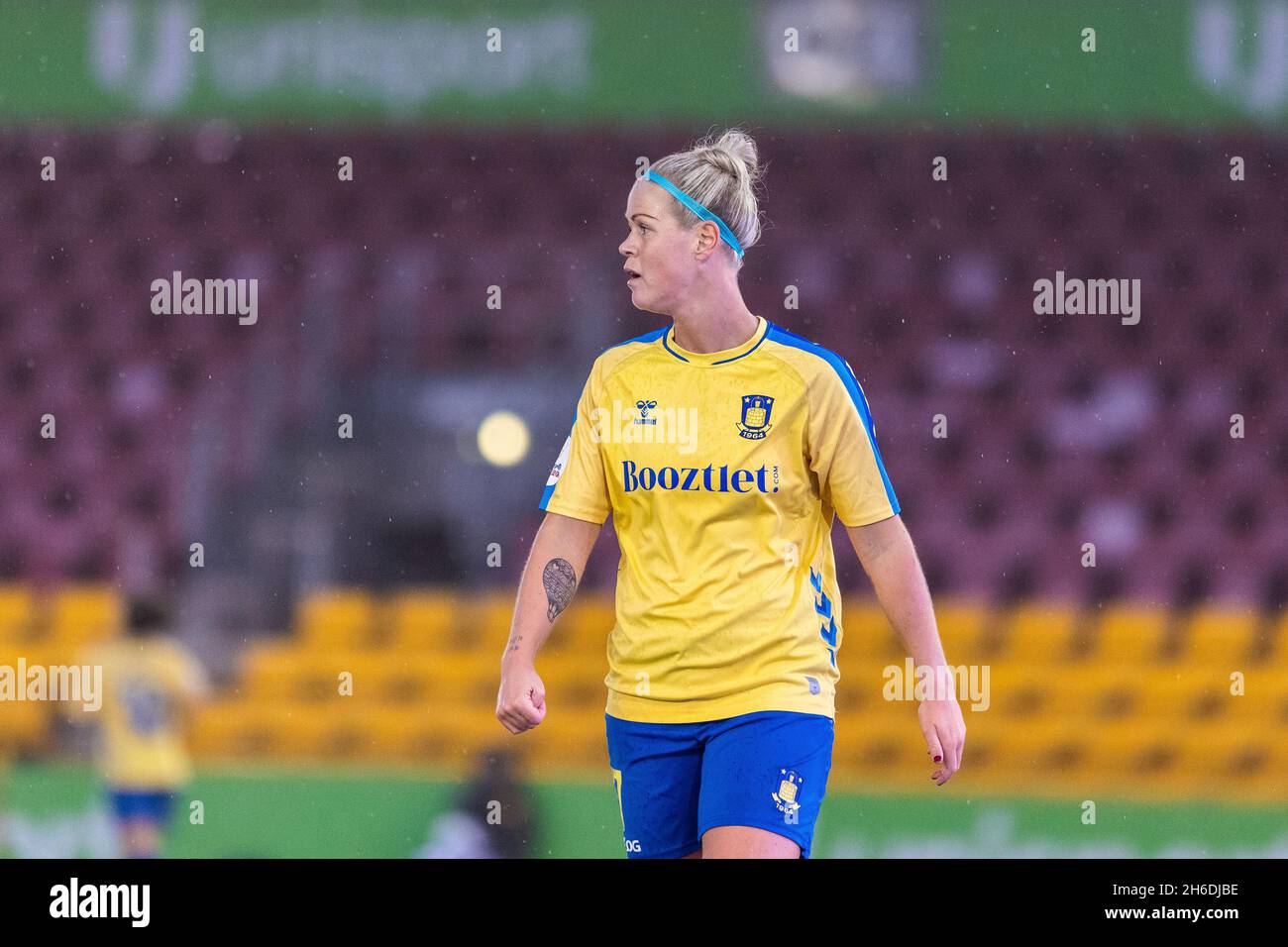 Brøndby IFS Julie Tavlo Petersson (17) Set i Gjensidige Kvindeliga-kampen mellem FC Nordsjælland Og Brøndby IF i right to Dream Park d. 13.11.2021. Stockfoto