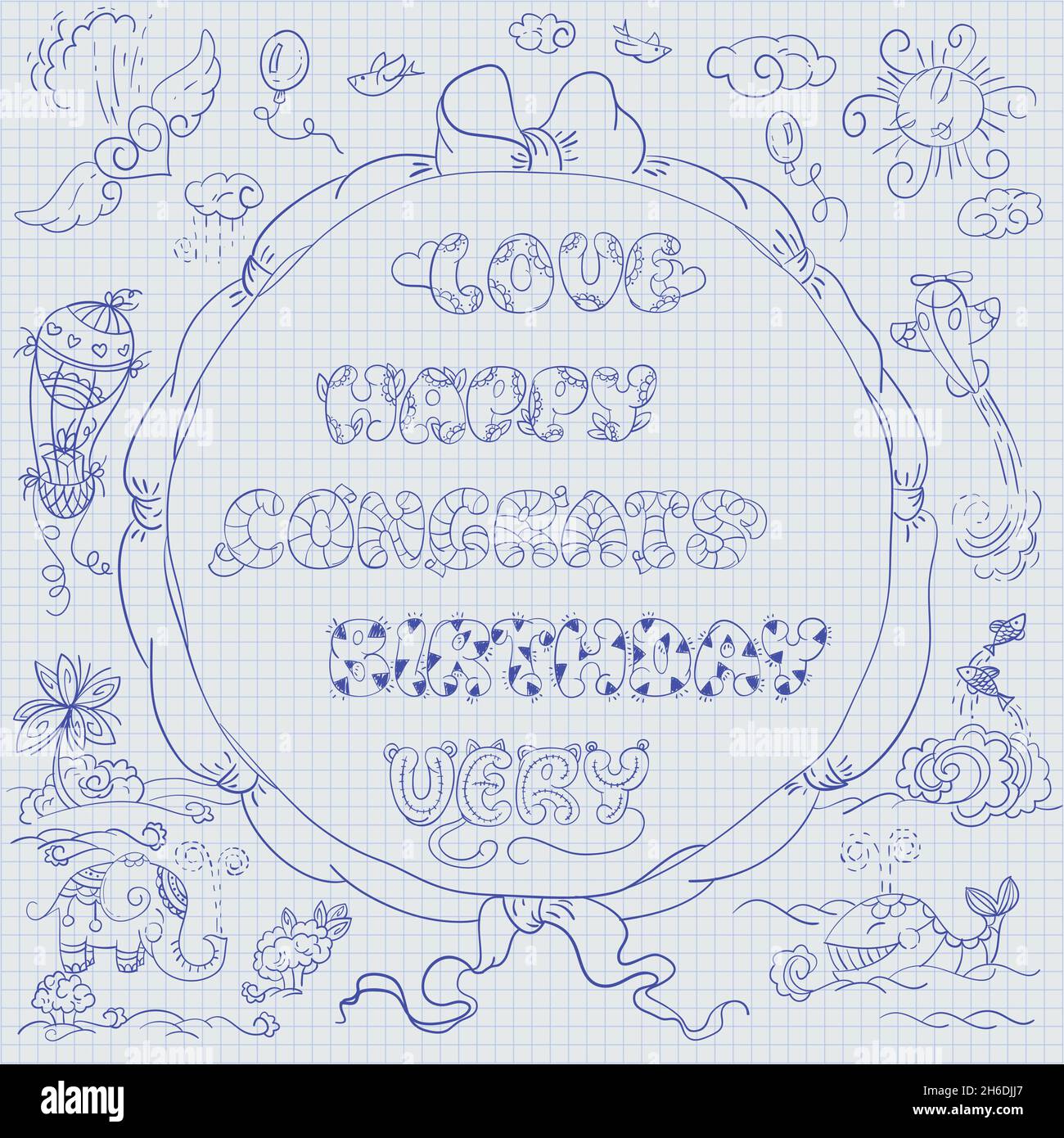 Handgezeichnete Doodle Sommer Reise Sammlung, Brief Stock Vektor