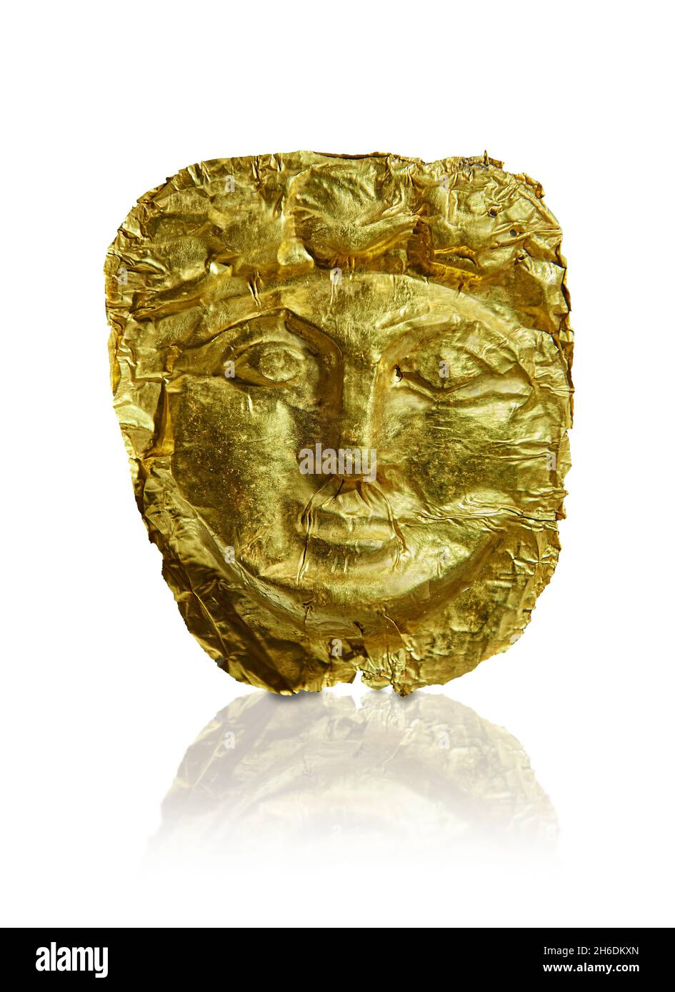 Gold phönizische (1299-100 v. Chr.) Grabmaske, die in einer römischen Kaiserbestattung wiederverwendet wurde, 63 - 324 n. Chr. Tarsus. Louvre Museum MNB 1315. Kleine Grabmaske; sei Stockfoto