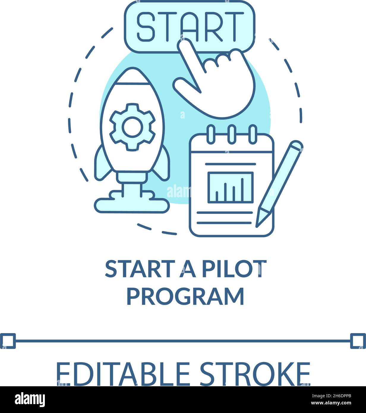 Symbol für das Konzept eines Pilotprogramms starten Stock Vektor