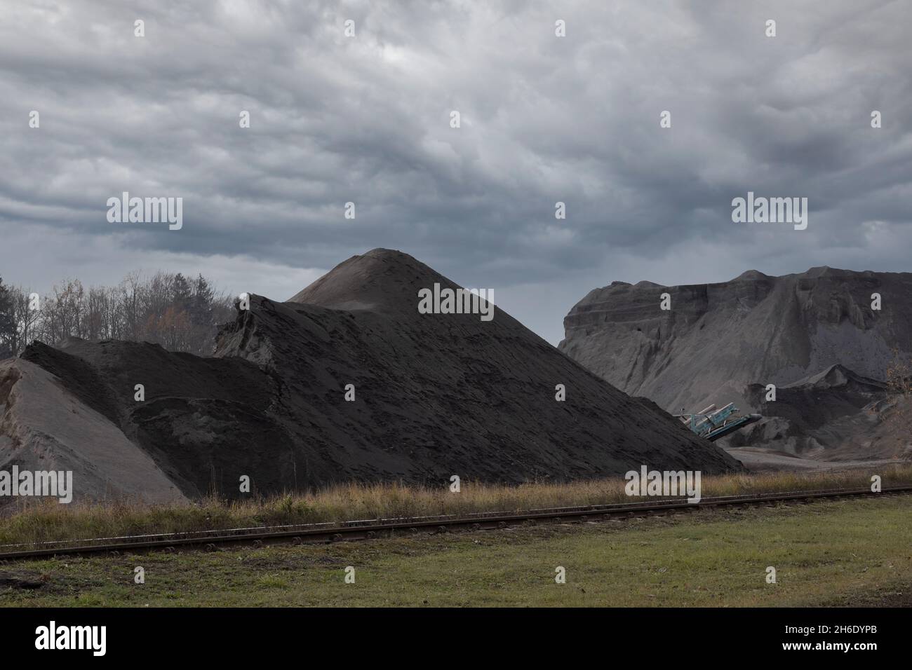 Zusammensetzung von Grubenmaterial, Bergbauindustrie. Stockfoto