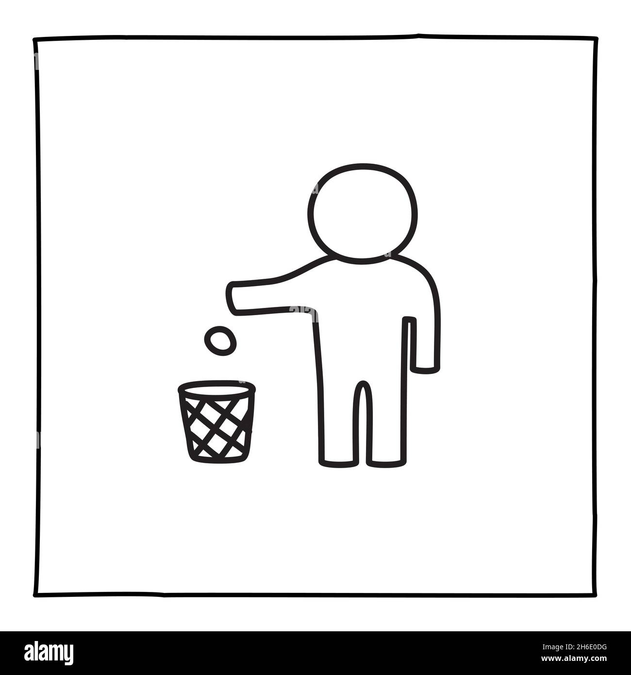 Doodle Tidy man oder Don 't Wurf Symbol oder Logo, Hand gezeichnet mit dünnen schwarzen Linie. Stock Vektor