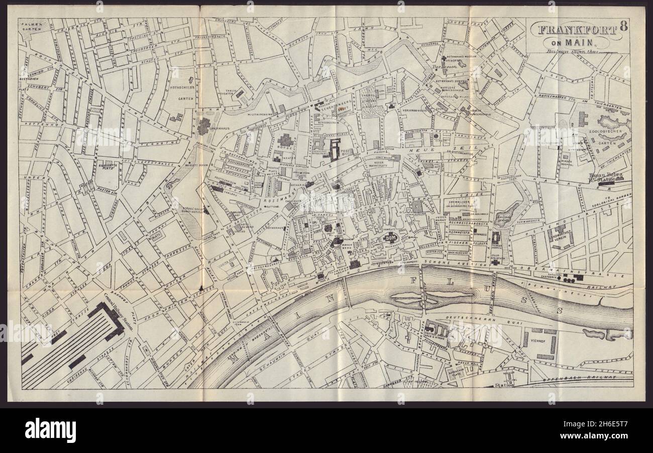 FRANKFURT AM MAIN antiken Stadtplan Stadtplan. Deutschland. BRADSHAW 1892 alt Stockfoto
