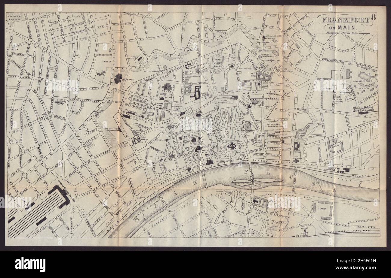 FRANKFURT AM MAIN antiken Stadtplan Stadtplan. Deutschland. BRADSHAW 1893 alt Stockfoto