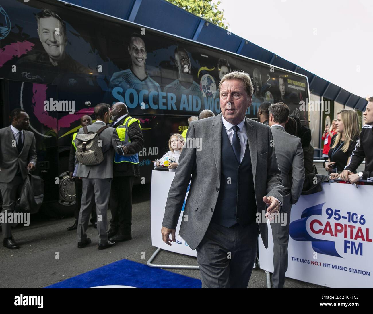 Harry Redknapp kommt zum Fußballspiel der Soccer Aid Charity in der Stamford Bridge, London. Stockfoto