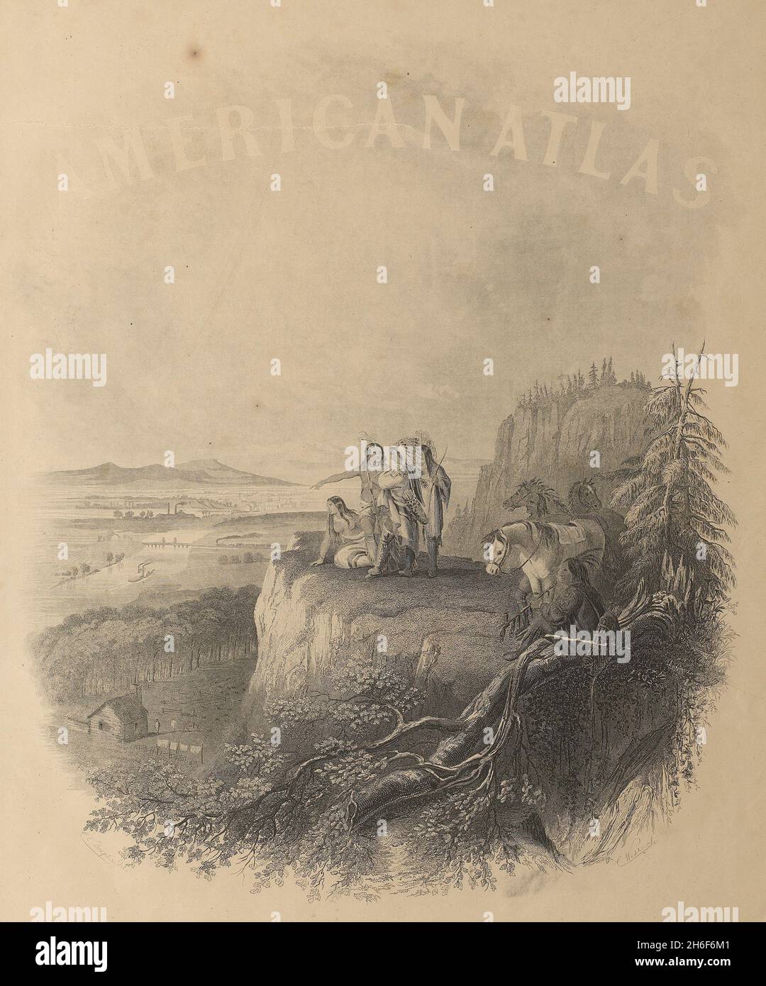 Johnson's Family Atlas Titelseite. 'American Atlas' 1865 alter antiker Druck Stockfoto