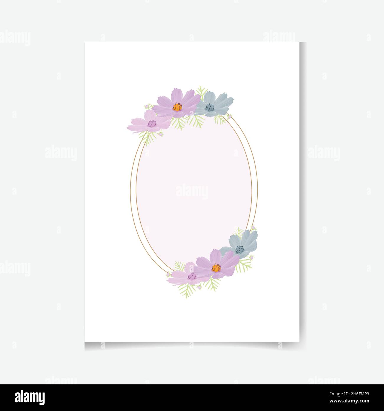 Aquarell natürlichen Kosmos Blume und verlassen Set-Design Stock Vektor