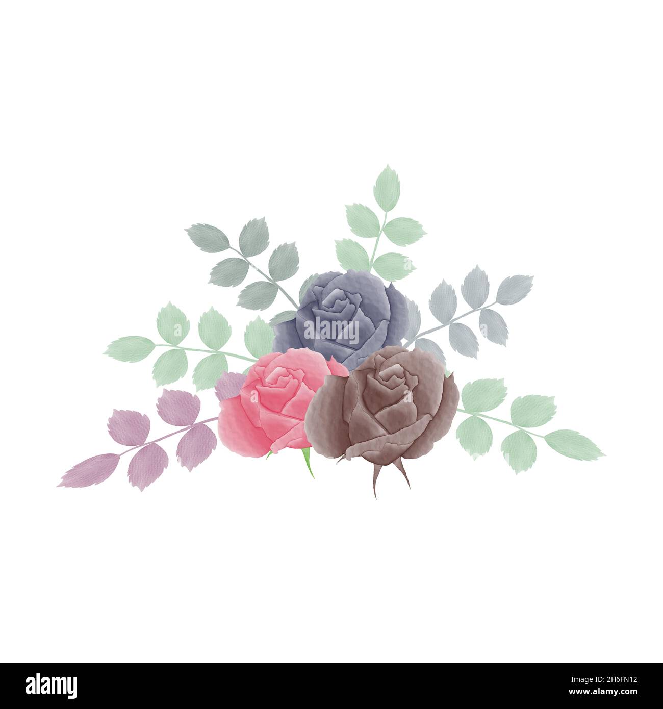 Aquarell natürliche Blume und verlassen Set-Design Stock Vektor