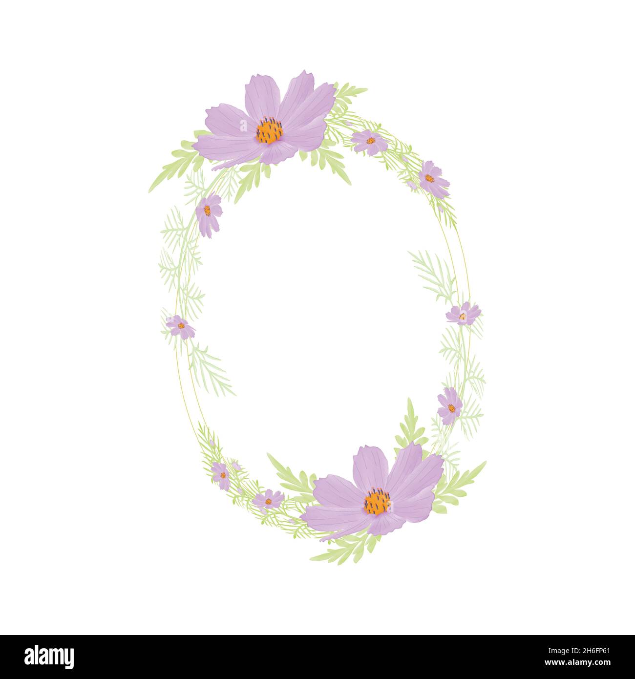 Aquarell natürlichen Kosmos Blume und verlassen Set-Design Stock Vektor