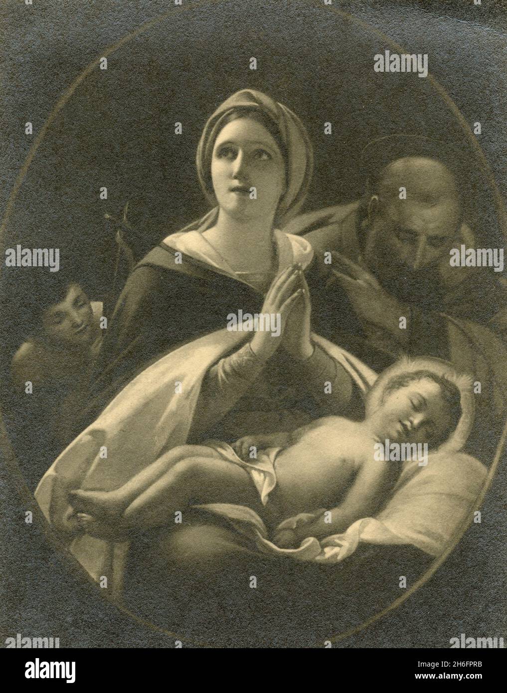 Jungfrau Maria Anbetung des Jesuskindes, Gemälde eines unbekannten Künstlers, Italien 1910er Jahre Stockfoto