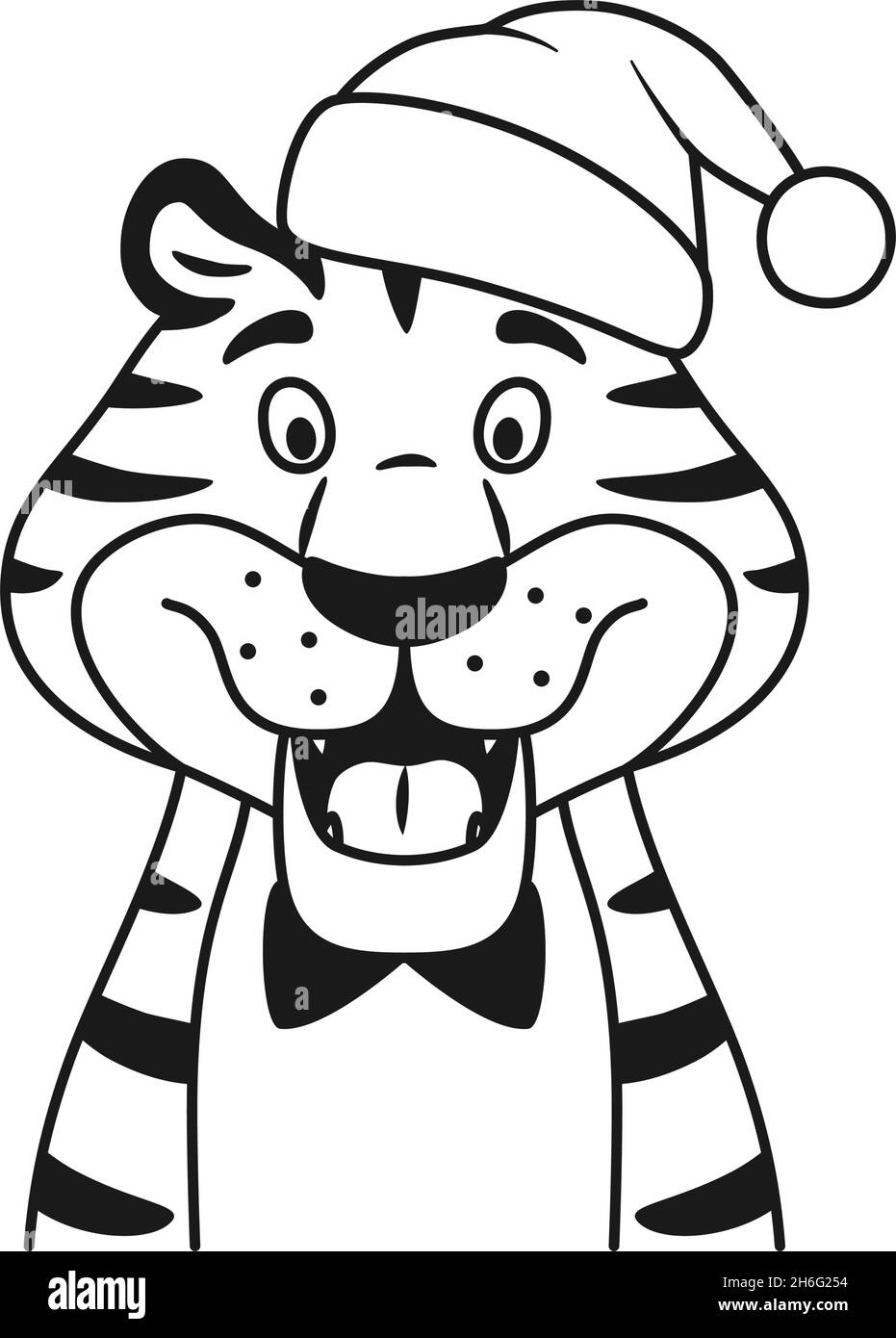 Schwarze und weiße Linie reden glücklichen Tiger Stock Vektor