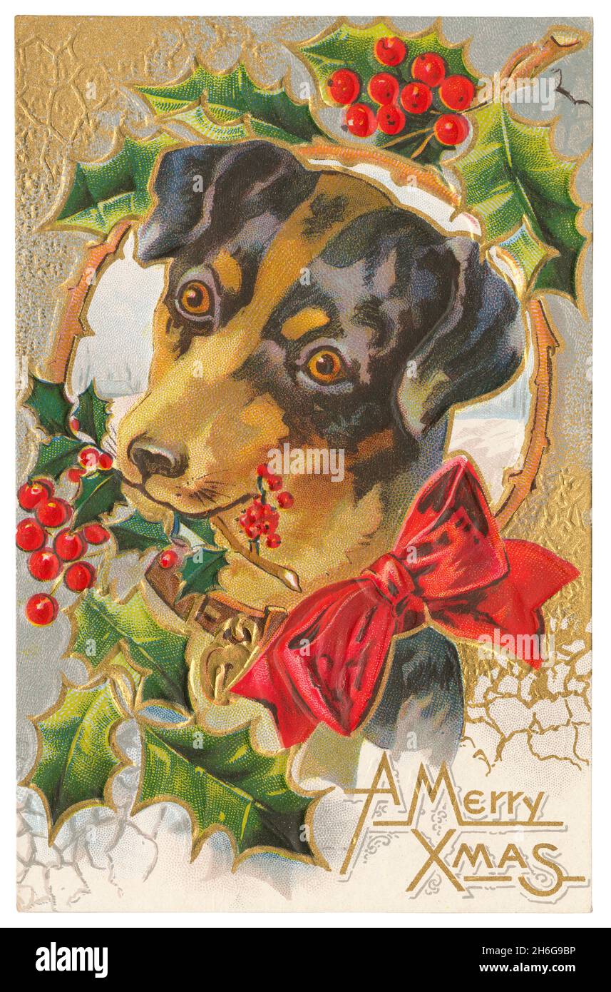 Vintage viktorianische Weihnachtskarte Stockfoto