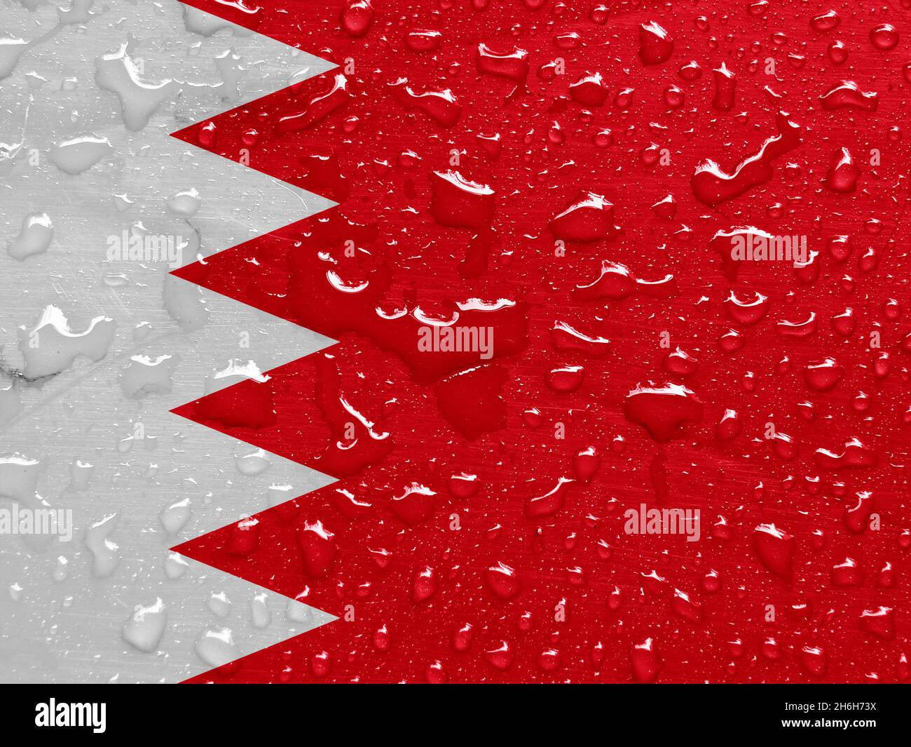 Flagge von Bahrain mit Regentropfen Stockfoto