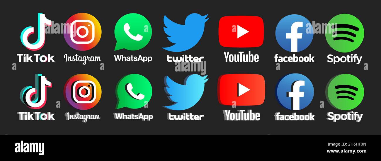 Social-Media-Symbole Logo 3d-Effekt im Vektorformat Stock Vektor