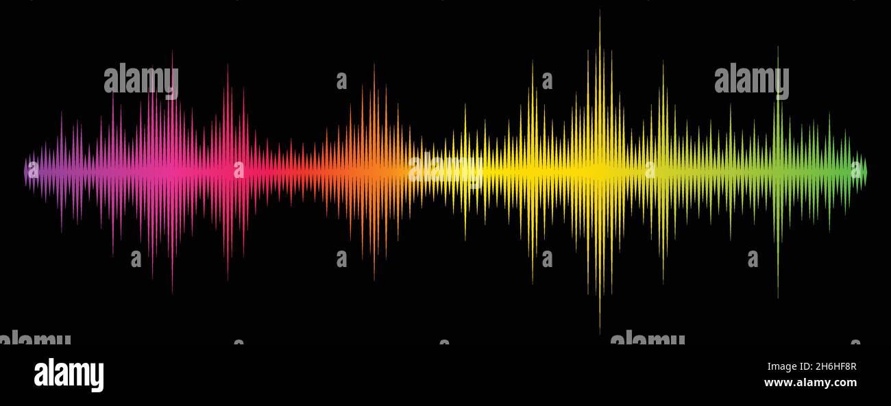 Soundwave Multicolor auf schwarzem Hintergrund im Vektorformat Stock Vektor