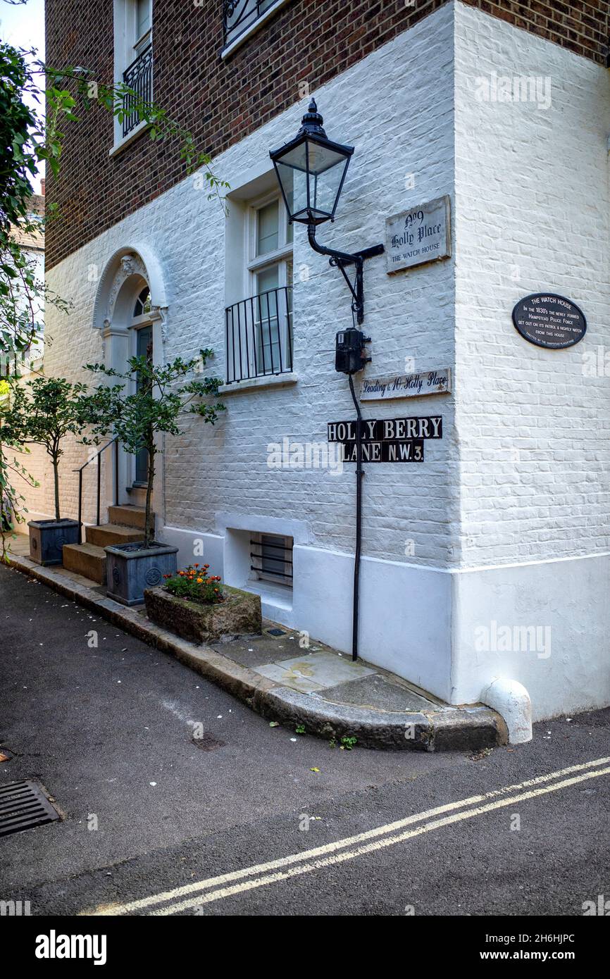 The Watch House, Holly Bush Lane, Hampstead: Der Standort von Hampsteads erster Polizei aus dem Jahr 1830 Stockfoto