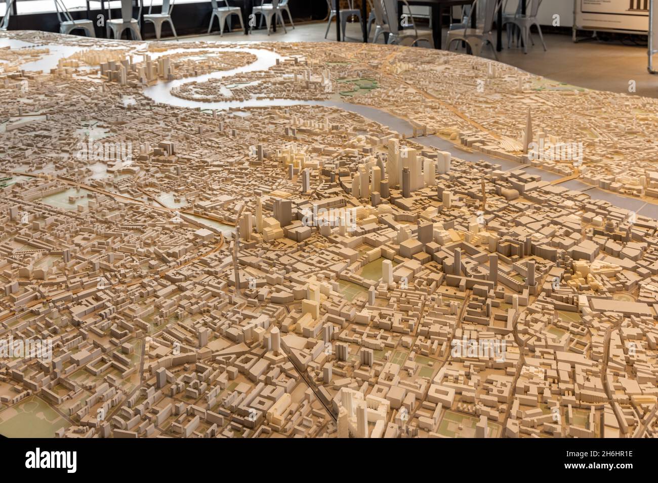 New London Architecture's New London Model, ein großformatiges Modell, das den Großteil des Londoner Stadtzentrums, Coal Drops Yard, King's Cross, London, zeigt. Stockfoto