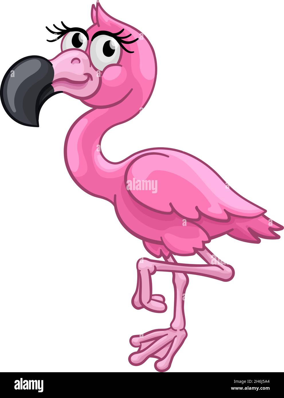 Cartoon-Illustration Des Pinken Flamingo-Vogels Mit Tiermotiv Stock Vektor