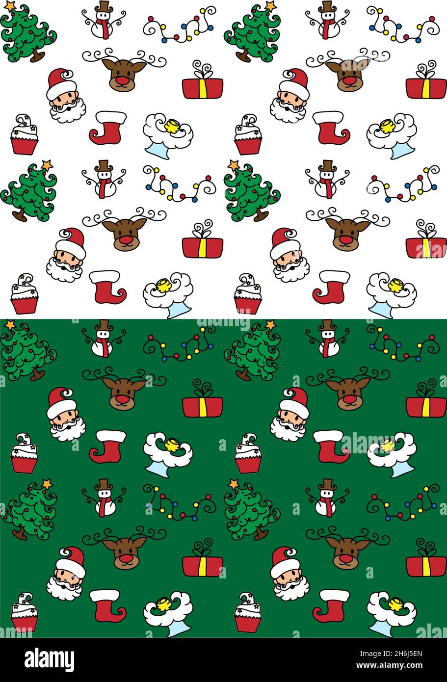 Weihnachten Urlaub Symbole Design Linie Symbol Satz nahtlose flache Muster Hintergrund. Vektorgrafik Stock Vektor