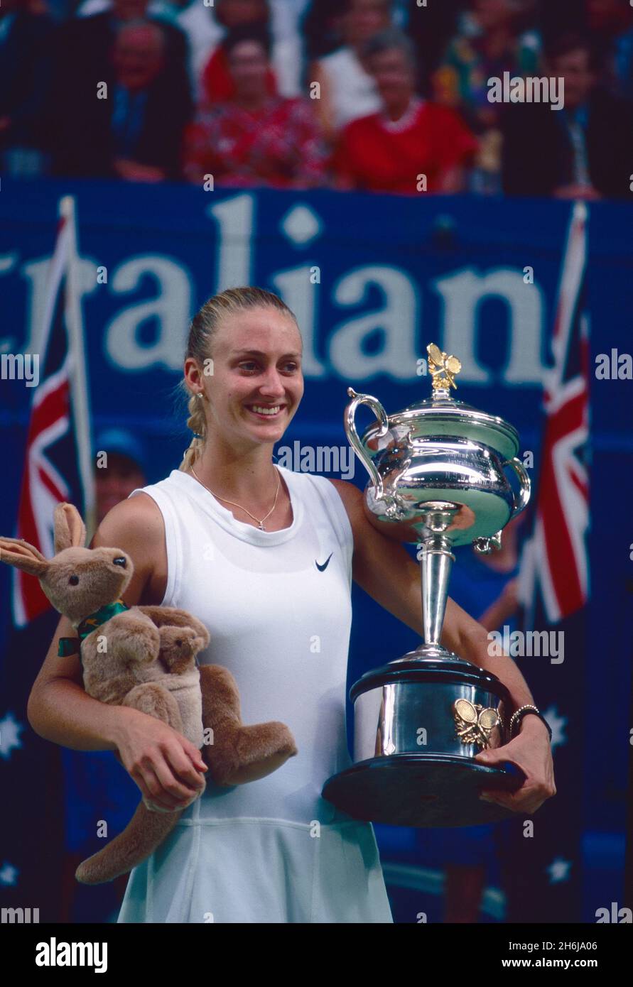 Die kanadisch-amerikanisch-französische Tennisspielerin Mary Pierce bei den Australian Open, 1995 Stockfoto