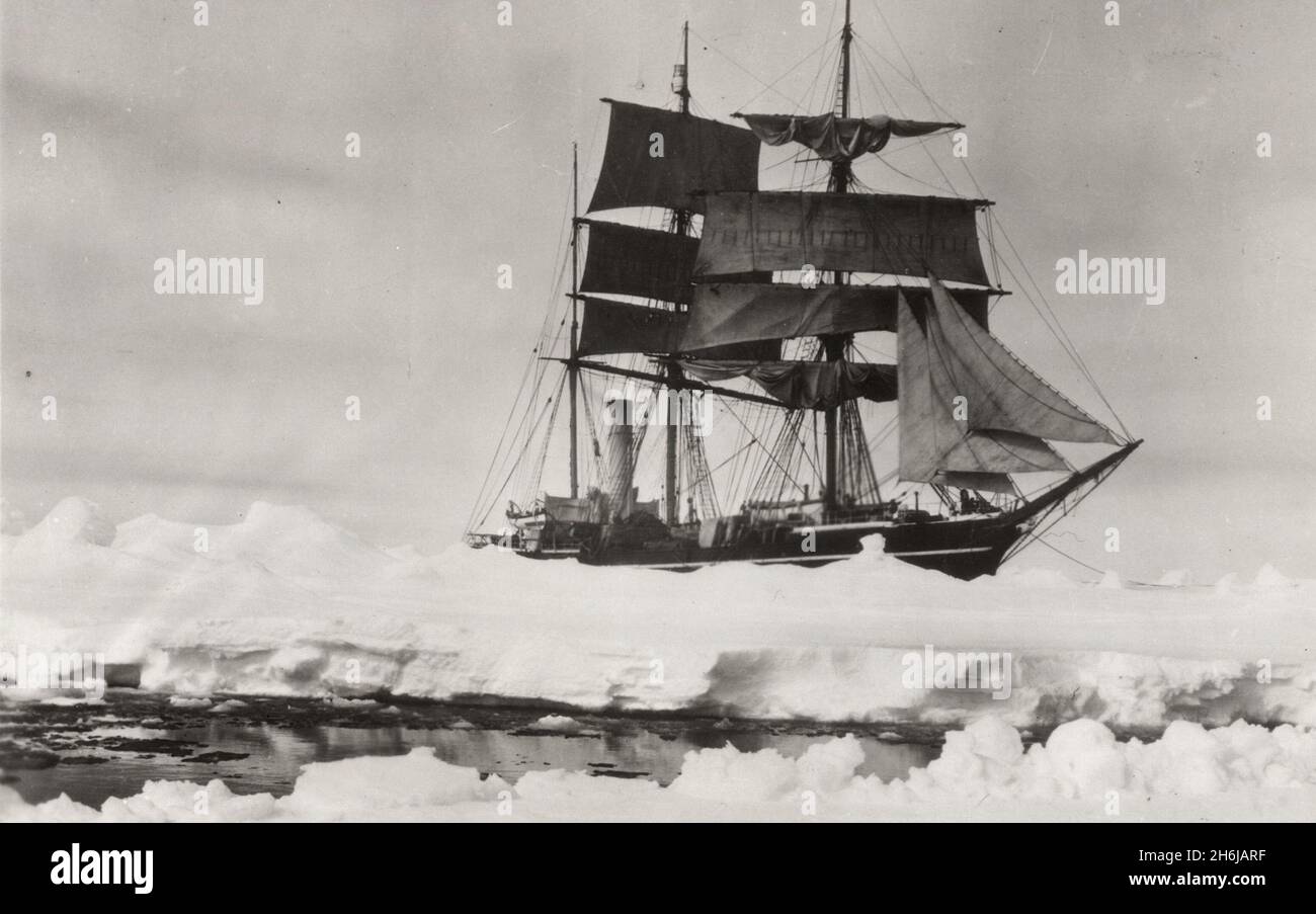 Kapitän Scotts Antarktisexpedition Terra Nova im Eis Stockfoto