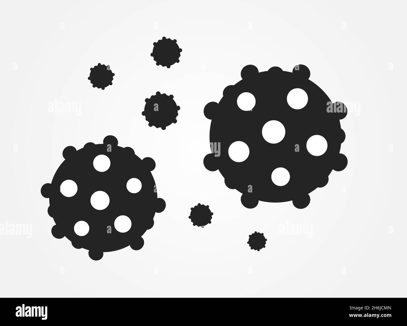 Coronavirus COVID-19 Ausbruch, schwimmende Viren virions schwarze Symbole. Vektorgrafik Stock Vektor