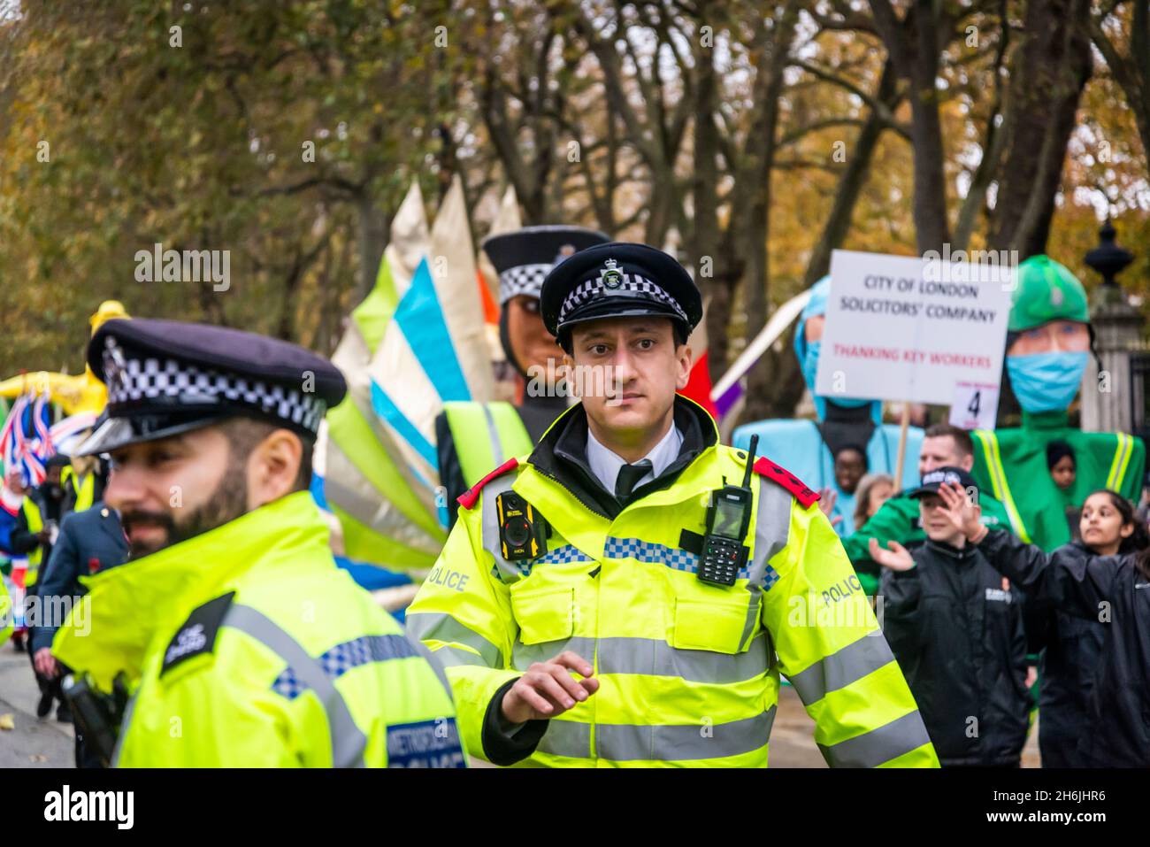 Protest gegen Lord Mayor Show, Rise and Rebel march, Extinction Rebellion, London, Großbritannien. November 2021 Stockfoto