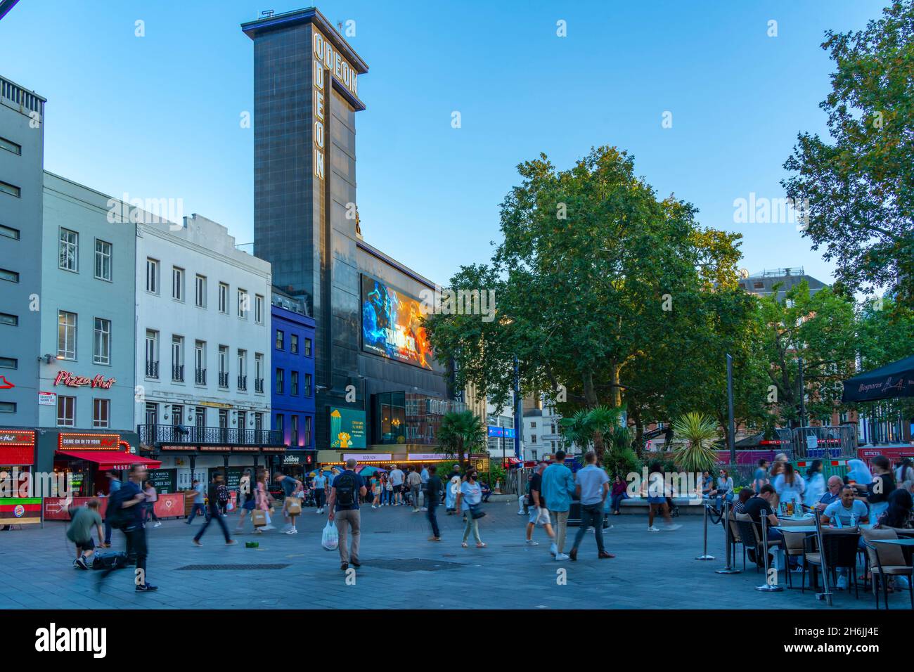 Blick auf Leicester Square, West End, Westminster, London, England, Vereinigtes Königreich, Europa Stockfoto