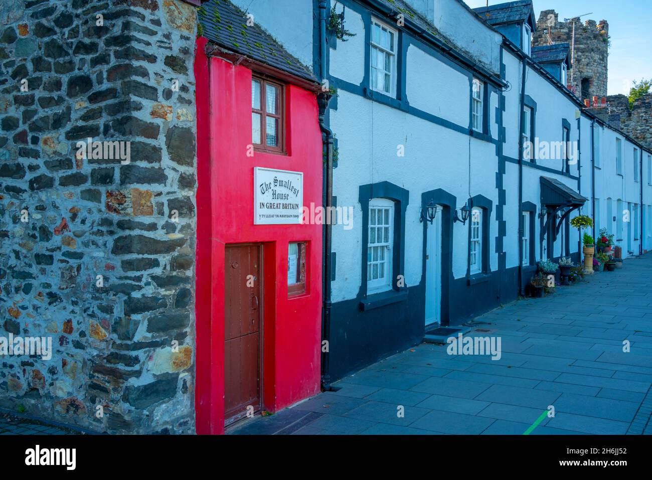 Ansicht des kleinsten Hauses in Großbritannien, Conwy, Gwynedd, North Wales, Vereinigtes Königreich, Europa Stockfoto