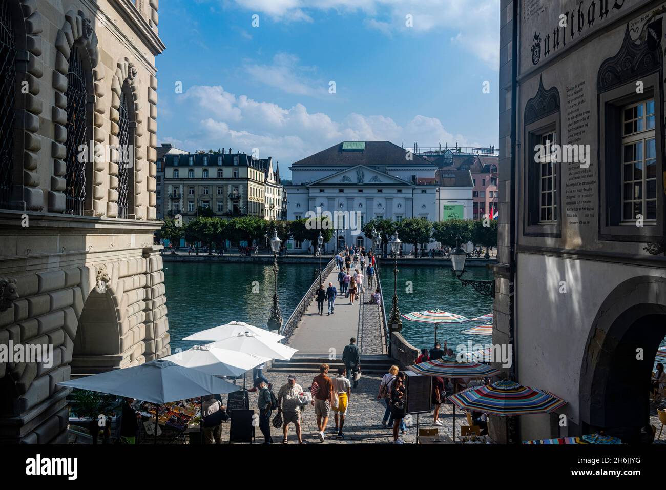 Fußgängerbrücke über den Reuss, Luzern, Schweiz, Europa Stockfoto