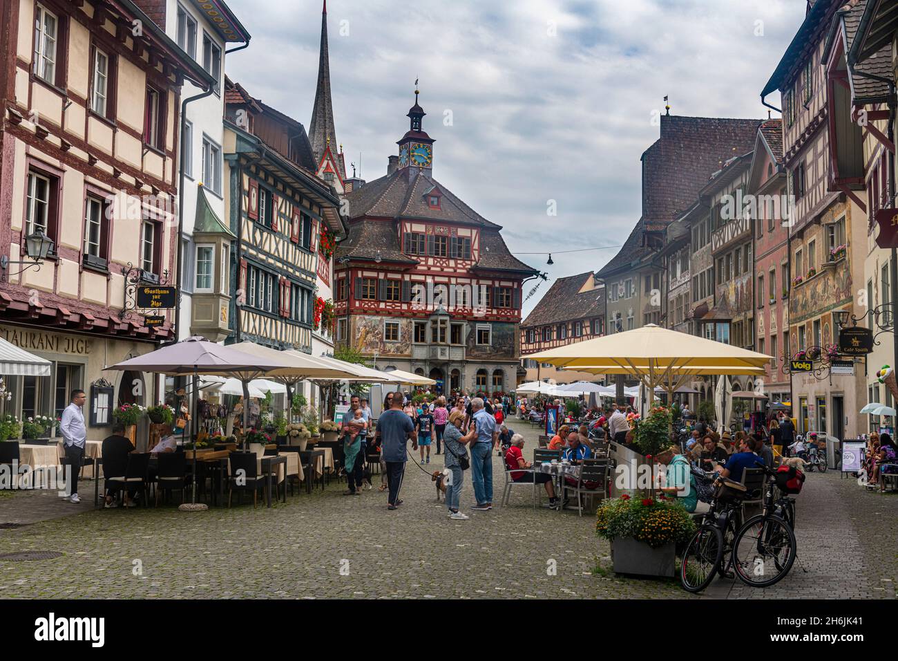 Historische Stadt Stein am Rhein (Stein am Rhein, Schaffhausen, Schweiz, Europa Stockfoto