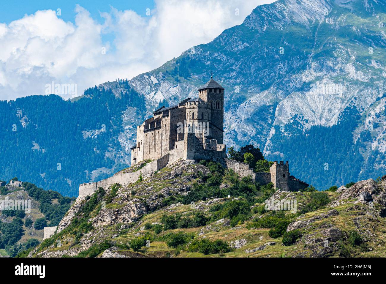 Chateau de Tourbillon, Sion, Wallis, Schweiz, Europa Stockfoto