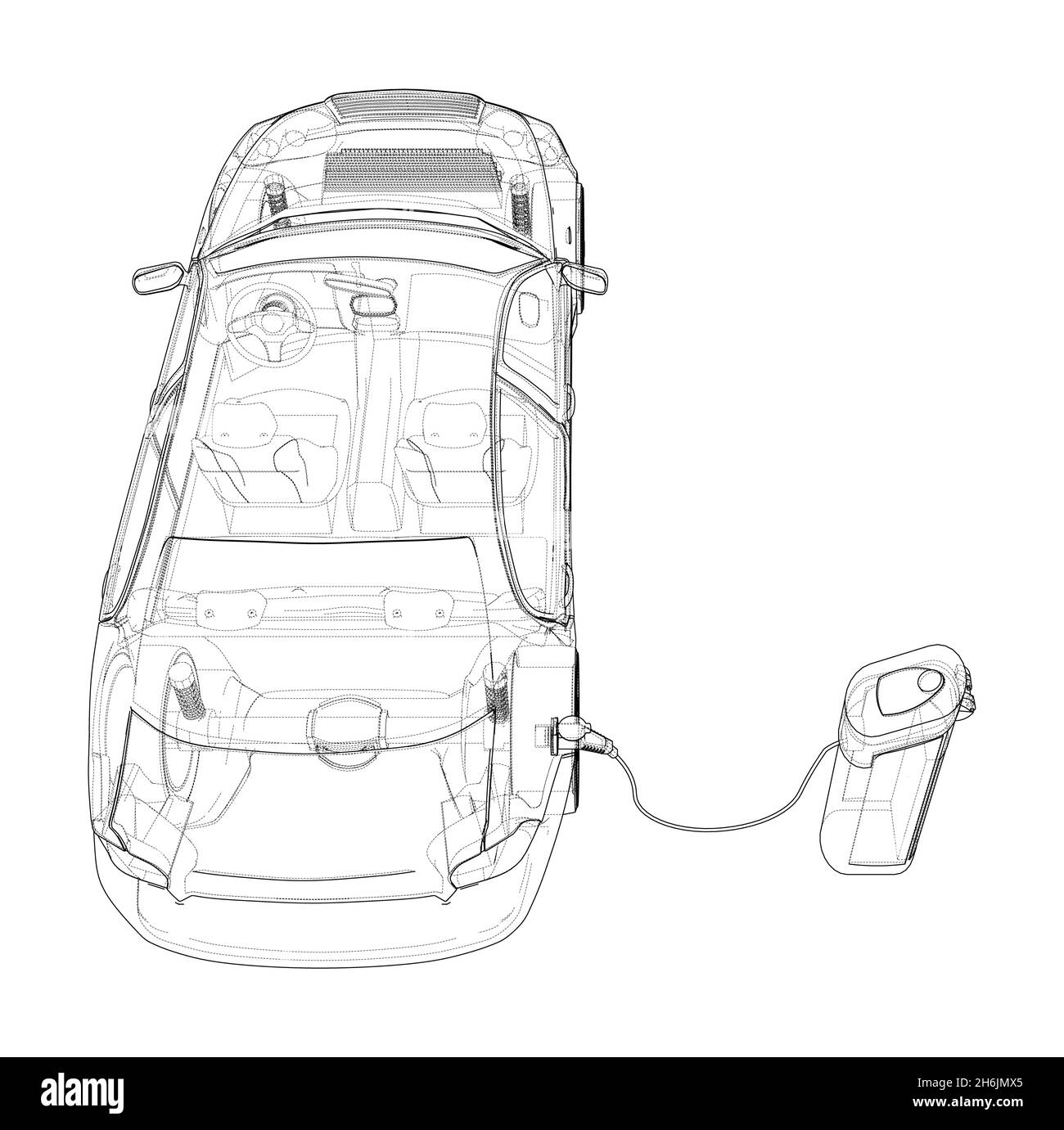 Elektrofahrzeug Ladestation Skizze Stockfoto