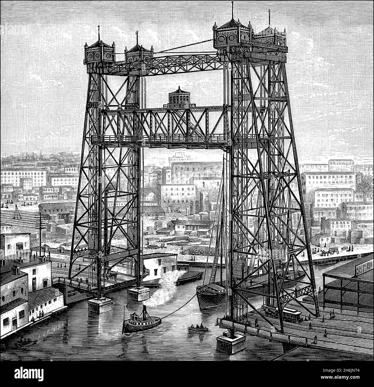 South Halsted Street Lift-Bridge, Chicago River, Chicago, Illinois, 1894 Stockfoto