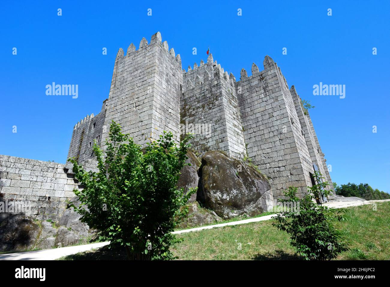 Historisches Schloss, Guimaraes, UNESCO-Weltkulturerbe, Minho, Portugal, Europa Stockfoto