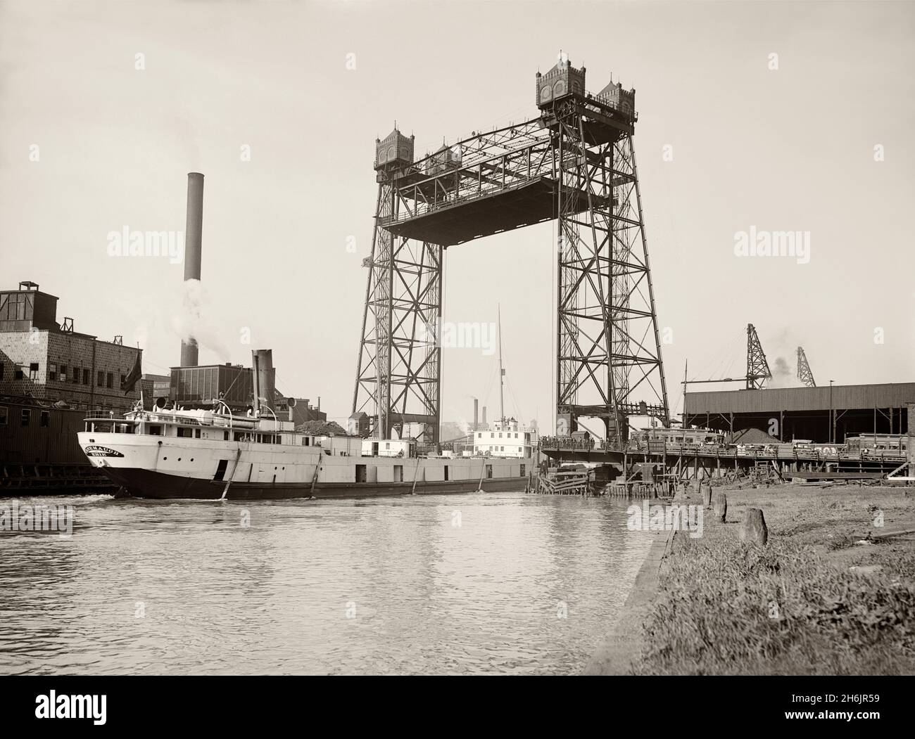 South Halsted Street Lift-Bridge, Chicago River, Chicago, Illinois, 1894 Stockfoto