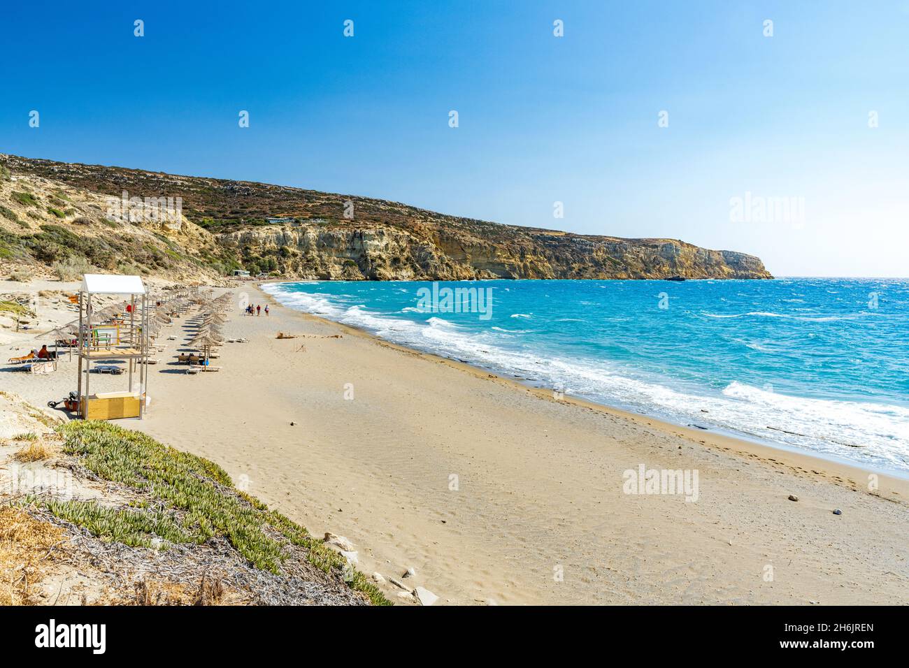 Kommos Strand im Sommer, Matala, Kreta Insel, Griechische Inseln, Griechenland, Europa Stockfoto