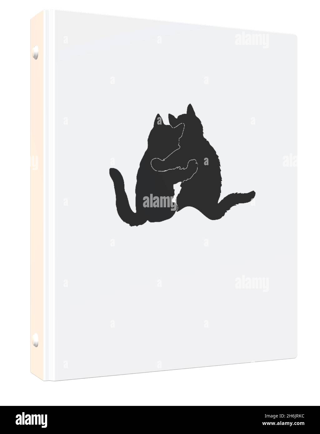White Binder Bürobedarf für Schulen mit „Cat Ugging Silhouette“ Stock Vektor White Binder Bürobedarf für Schulen mit „Cat Ugging Silhouette“ Stock Vektor