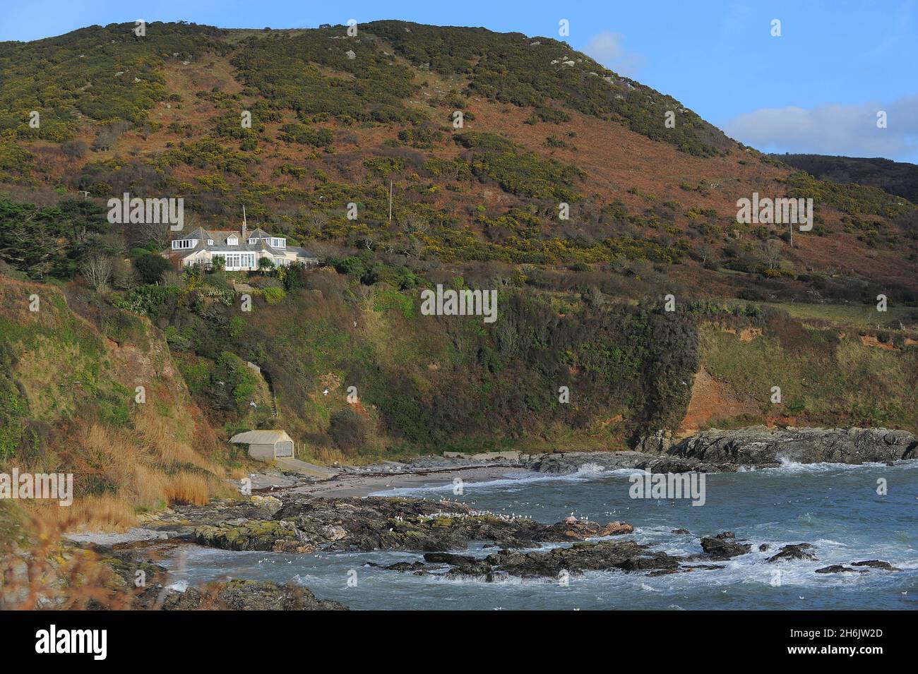 Die abgelegene Heimat der Sängerin Kate Bush an der Küste von South Devon. Stockfoto