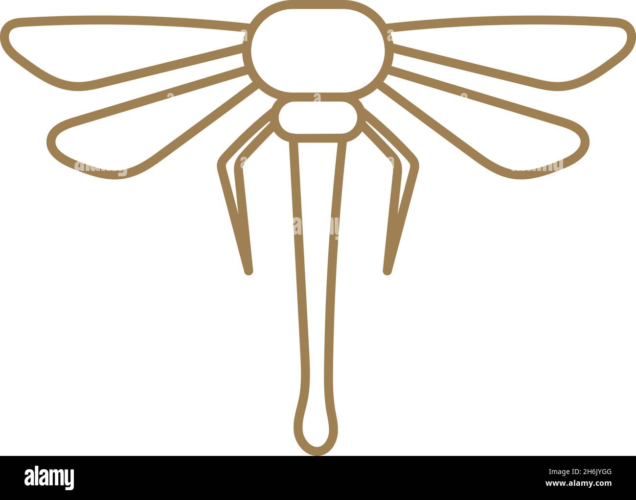 Symbol „die Fliege“. Goldenes lineares Logo. Flugsymbol Stock Vektor